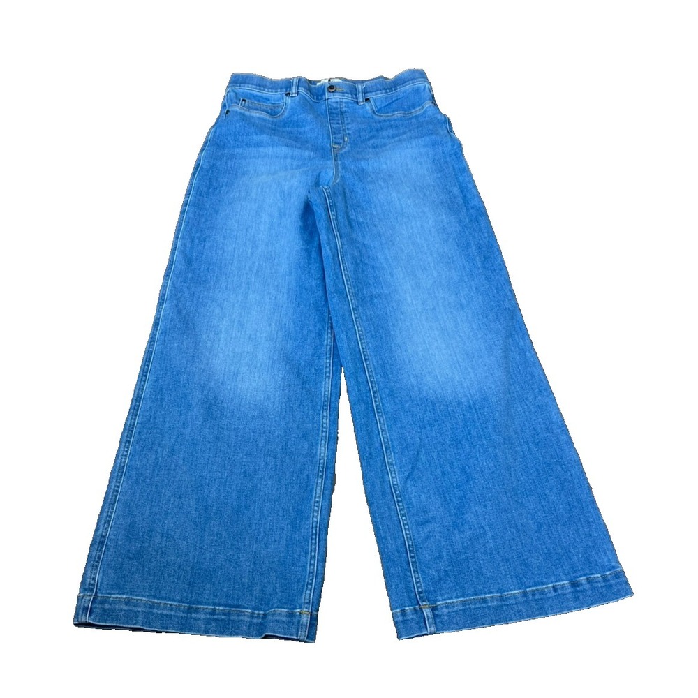 SPANX Wide-Leg Denim Jumpsuit-Style Jeans in Bright Blue